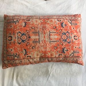 Anthropologie Orange and Blue Patterned Rectangular Accent Pillow